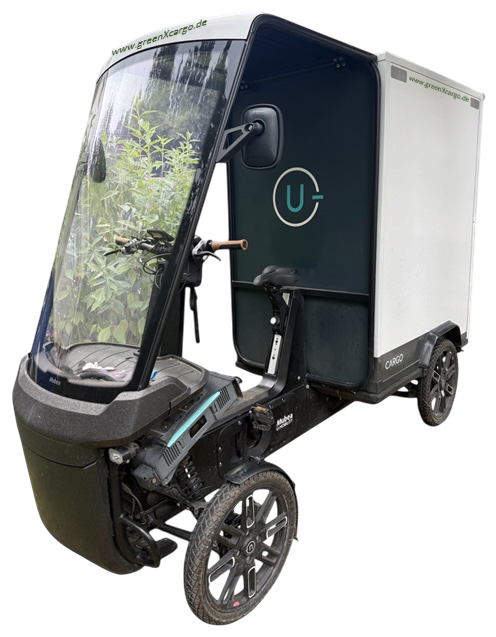Isometrische Ansicht des GREEN × CARGO Lastenrads in Kreuztal